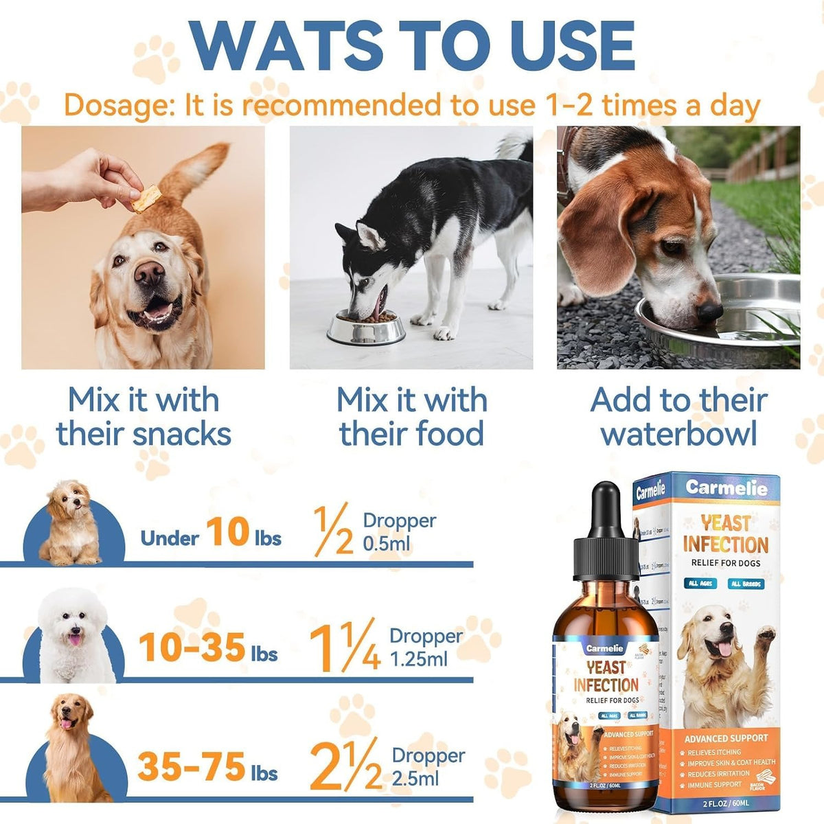 Carmelie Yeast Care Bundle for Dogs – Relief Drops + Soft Chews