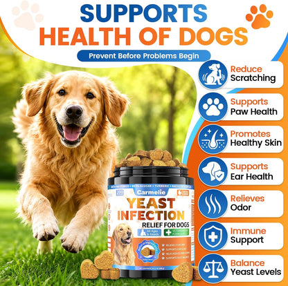 Carmelie Yeast Balance Chews for Dogs | Daily Ear, Paw & Skin Support