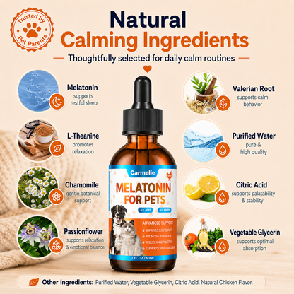 Carmelie Melatonin Drops for Dogs & Cats | Sleep & Relaxation Support