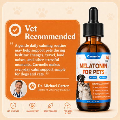 Carmelie Melatonin Drops for Dogs & Cats | Sleep & Relaxation Support