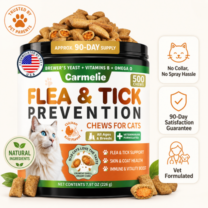 Carmelie Flea & Tick Prevention Crunchy Treats For Cats