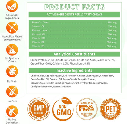 Carmelie 500ct Crunchy & Creamy Cat Flea Chews | Natural Oral Defense with Krill Oil | Chicken & Krill Flavor-carmelie