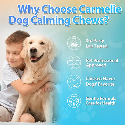 Carmelie Dog Calming Chews | 200ct Anxiety & Stress Relief for Separation, Barking & Sleep | Valerian Root & Melatonin-carmelie