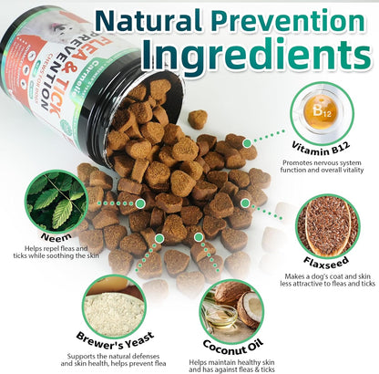 Carmelie Dog Flea & Tick Defense: 200 Natural Soft Chews | Chicken Flavor | Supports All Breeds & Ages-carmelie