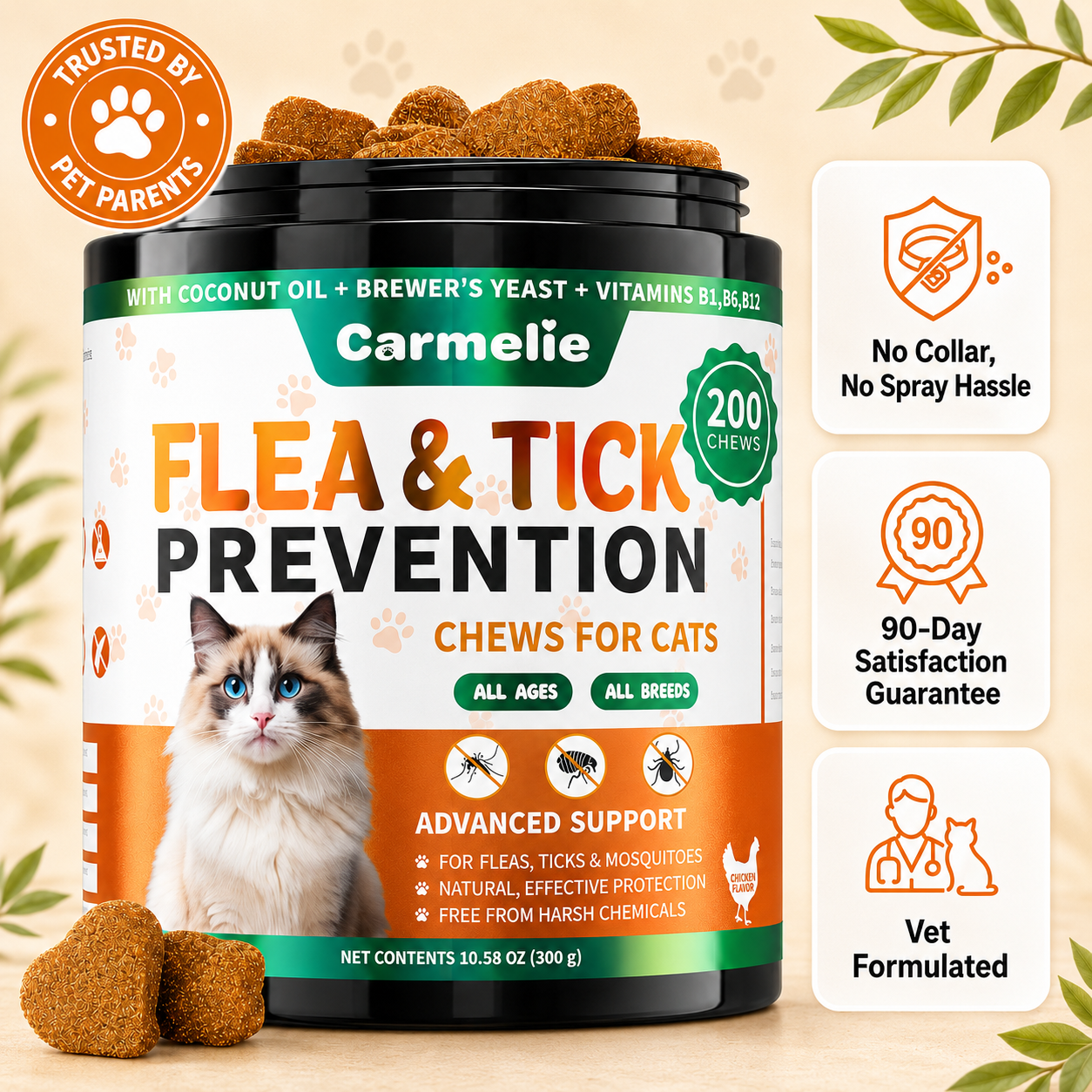 Carmelie Flea Support Chews For Cats