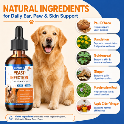Carmelie Yeast Relief Drops for Dogs | Ear, Paw & Skin Support